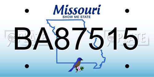 BA87515 Missouri License Plate