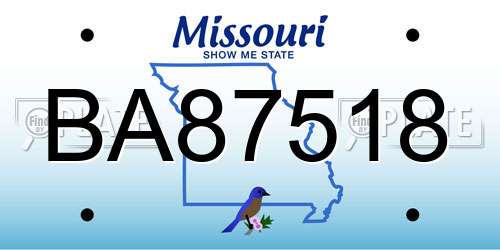 BA87518 Missouri License Plate