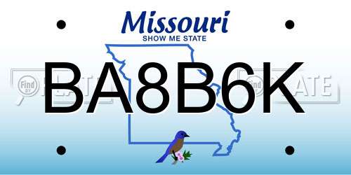 BA8B6K Missouri License Plate