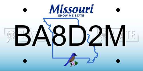 BA8D2M Missouri License Plate