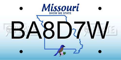 BA8D7W Missouri License Plate