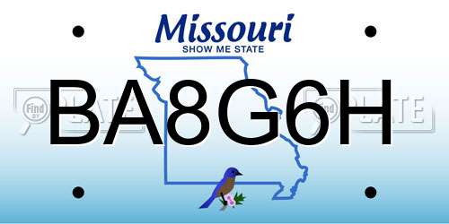 BA8G6H Missouri License Plate