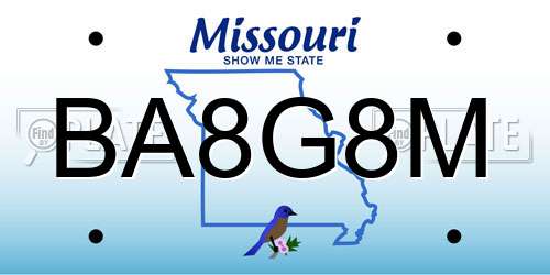 BA8G8M Missouri License Plate