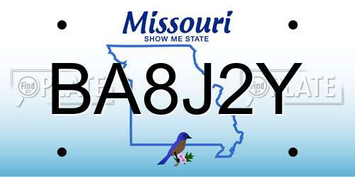 BA8J2Y Missouri License Plate