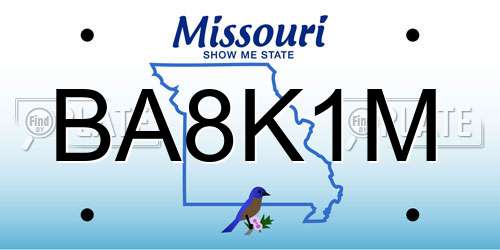 BA8K1M Missouri License Plate