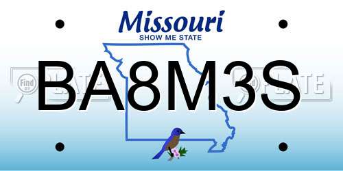 BA8M3S Missouri License Plate