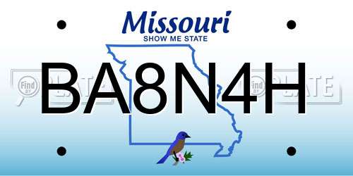 BA8N4H Missouri License Plate
