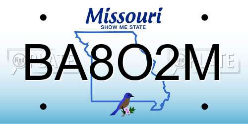 BA8O2M Missouri License Plate