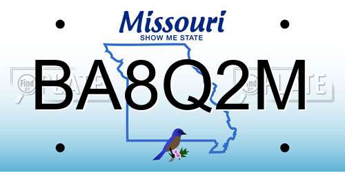 BA8Q2M Missouri License Plate