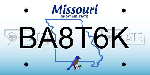 BA8T6K Missouri License Plate