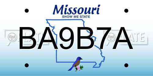 BA9B7A Missouri License Plate