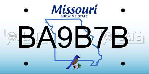 BA9B7B Missouri License Plate