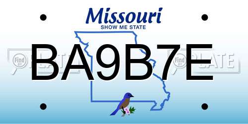 BA9B7E Missouri License Plate