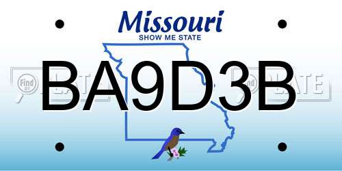 BA9D3B Missouri License Plate
