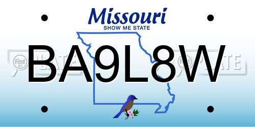 BA9L8W Missouri License Plate