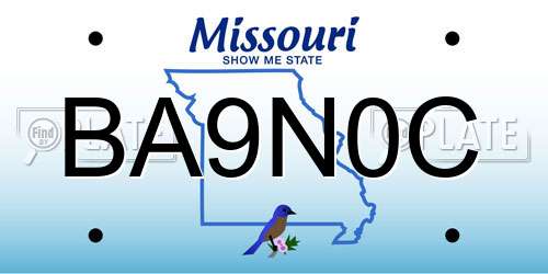 BA9N0C Missouri License Plate