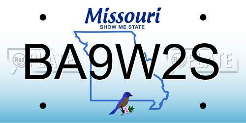 BA9W2S Missouri License Plate