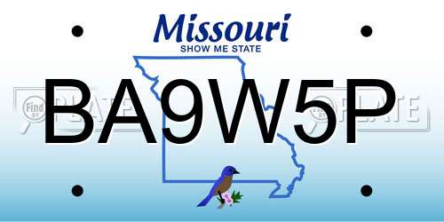 BA9W5P Missouri License Plate