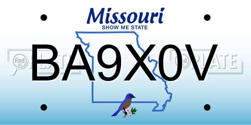 BA9X0V Missouri License Plate