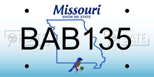 BAB135 Missouri License Plate