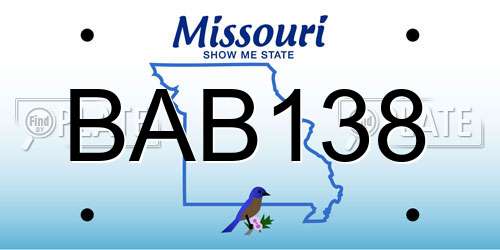 BAB138 Missouri License Plate