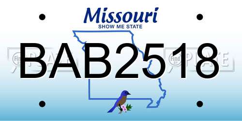 BAB2518 Missouri License Plate