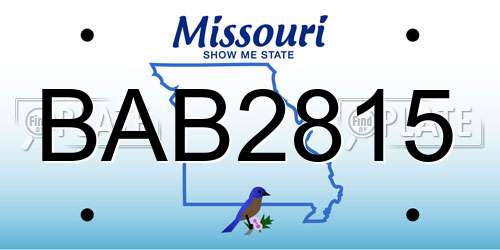 BAB2815 Missouri License Plate