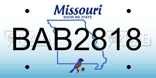 BAB2818 Missouri License Plate