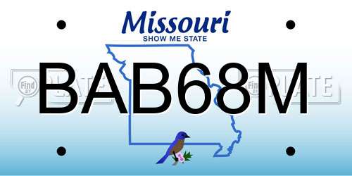 BAB68M Missouri License Plate