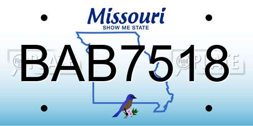 BAB7518 Missouri License Plate