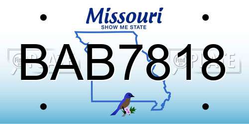 BAB7818 Missouri License Plate