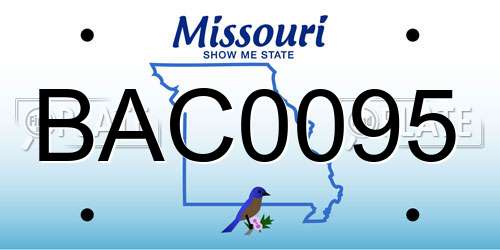 BAC0095 Missouri License Plate
