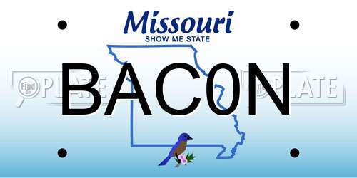 BAC0N Missouri License Plate