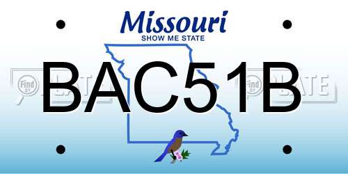 BAC51B Missouri License Plate