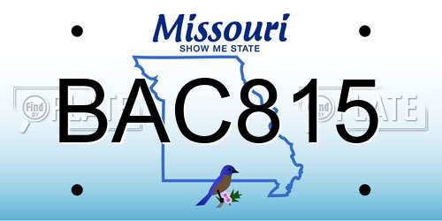 BAC815 Missouri License Plate