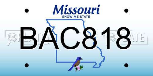 BAC818 Missouri License Plate