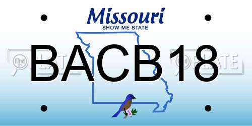 BACB18 Missouri License Plate