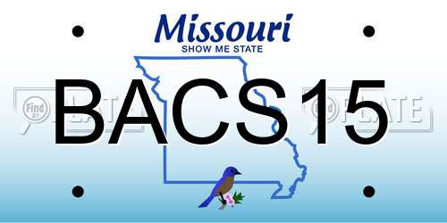 BACS15 Missouri License Plate