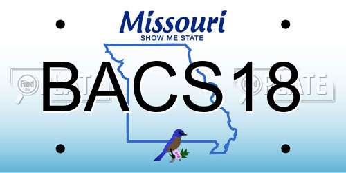 BACS18 Missouri License Plate