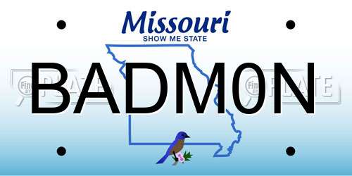 BADM0N Missouri License Plate