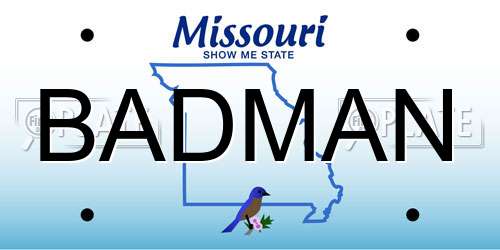 BADMAN Missouri License Plate