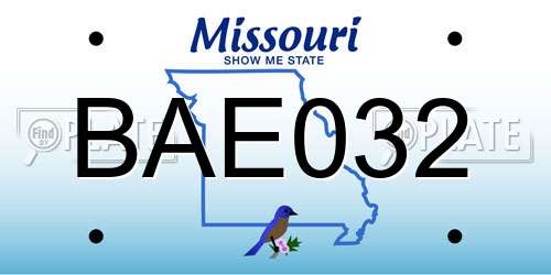 BAE032 Missouri License Plate