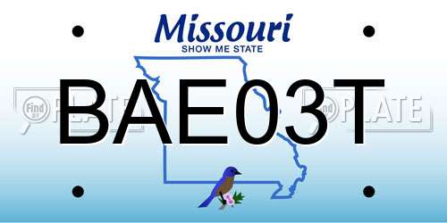 BAE03T Missouri License Plate