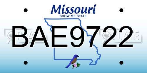 BAE9722 Missouri License Plate