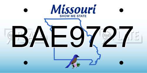 BAE9727 Missouri License Plate