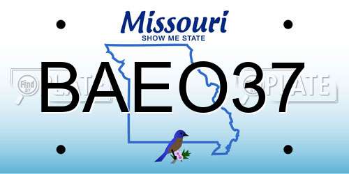 BAEO37 Missouri License Plate