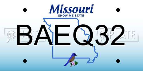 BAEQ32 Missouri License Plate