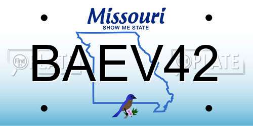 BAEV42 Missouri License Plate