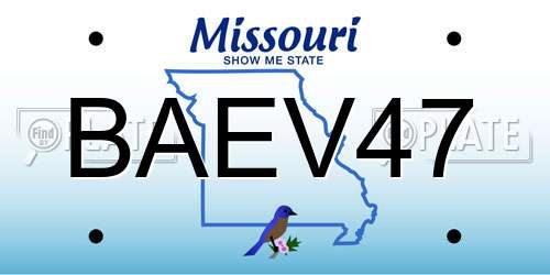 BAEV47 Missouri License Plate