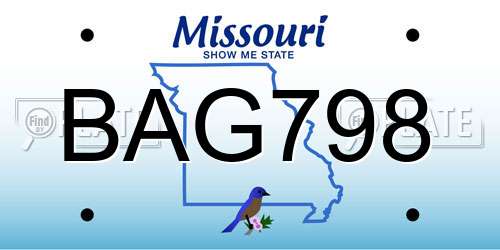 BAG798 Missouri License Plate